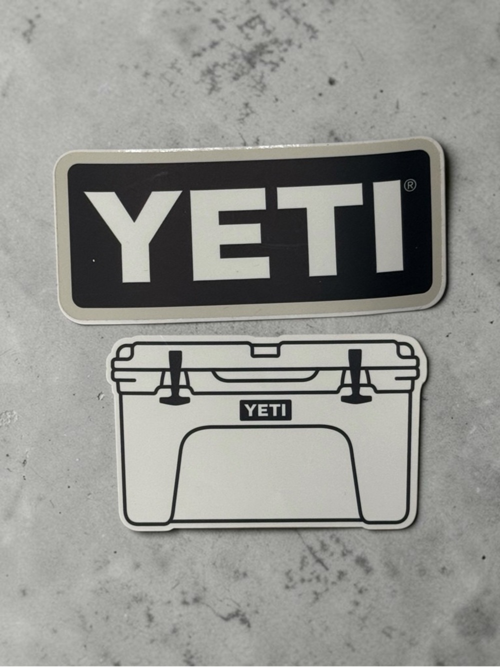 Yeti Black and White Logo & Cooler Sticker Duo